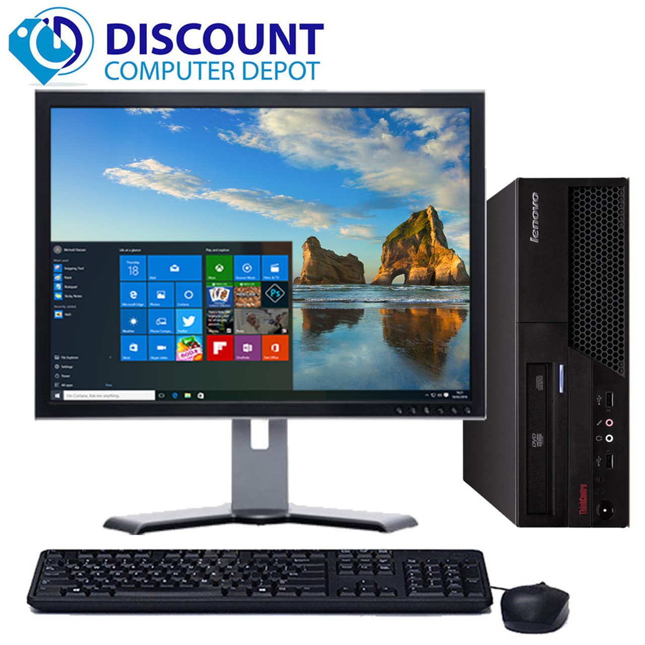 Fast Windows 10 Desktop Computer Lenovo PC Dual Core CPU 4GB 160GB